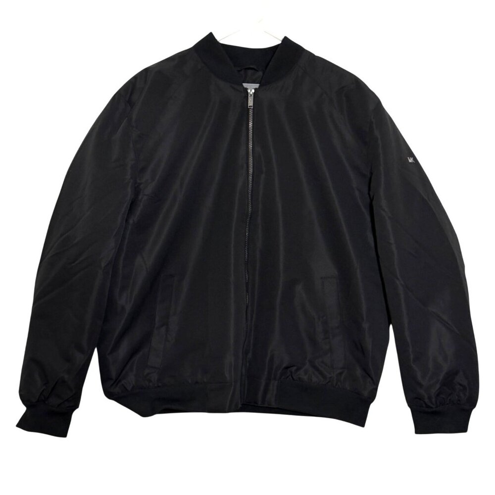 NWT Michael Kors MK Black Bomber Jacket Mens Size XL Full Zip Quilted Interior